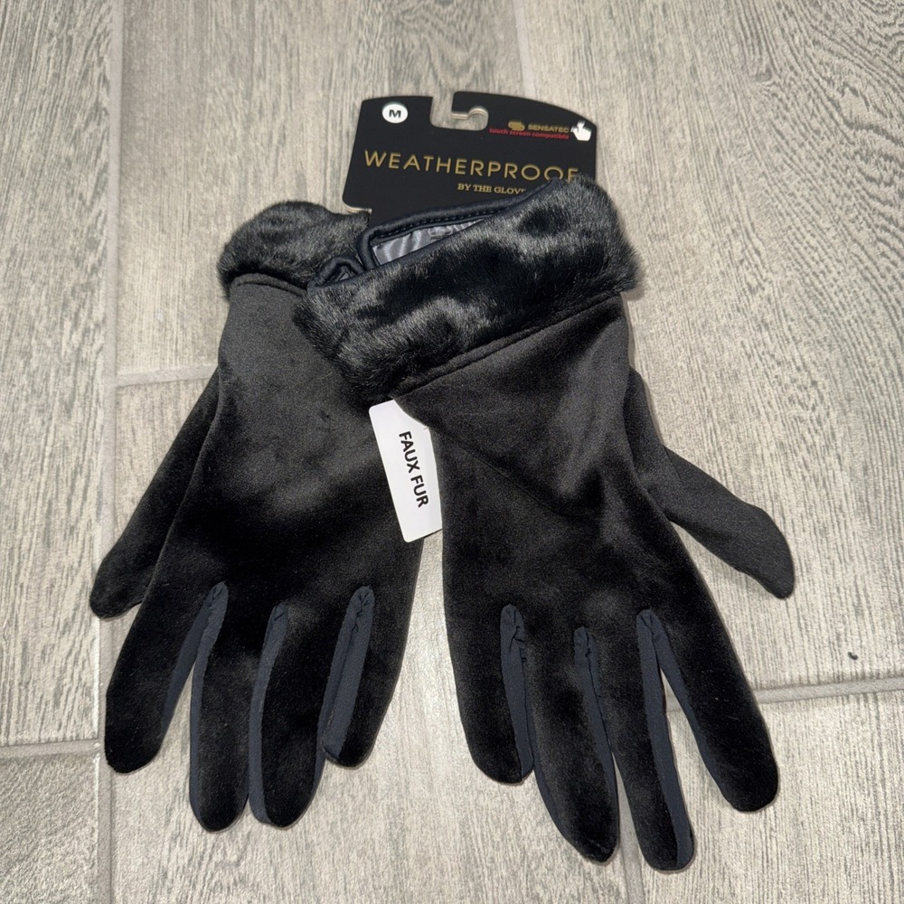 Weatherproof Gloves M Black Winter Sensatec Touch Screen Compatible Faux Fur